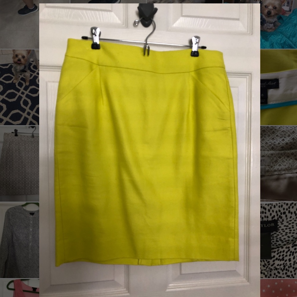 Chartreuse J Crew Pencil Skirt